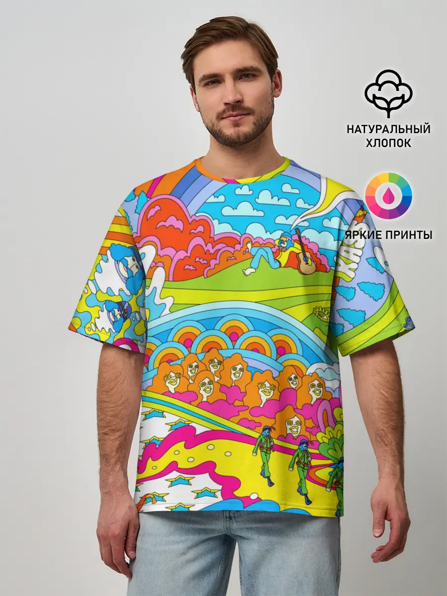 Мужская футболка оверсайз / ХИППИ