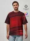 Мужская футболка оверсайз / 3D red Абстрактные линии