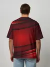 Мужская футболка оверсайз / 3D red Абстрактные линии