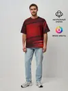 Мужская футболка оверсайз / 3D red Абстрактные линии