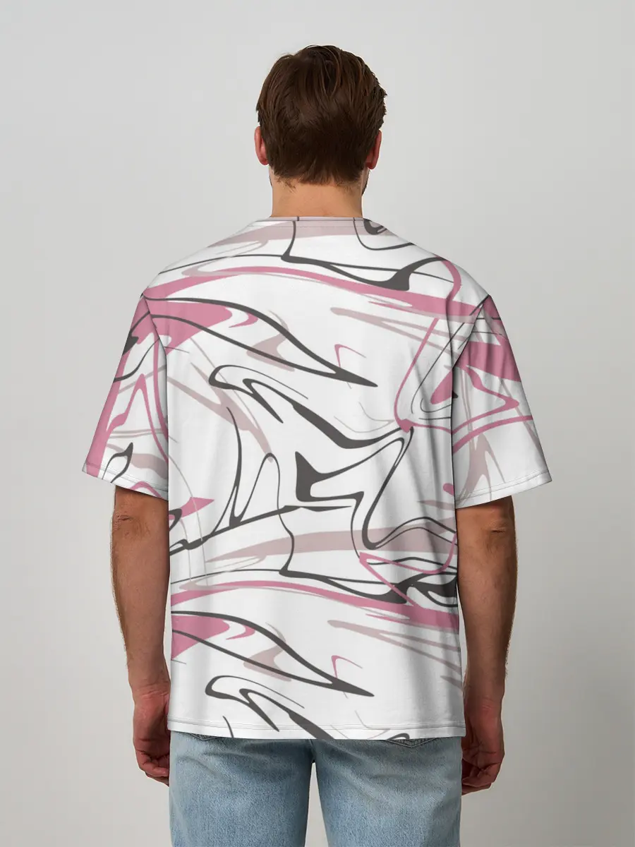Мужская футболка оверсайз / Хаотичные линии
