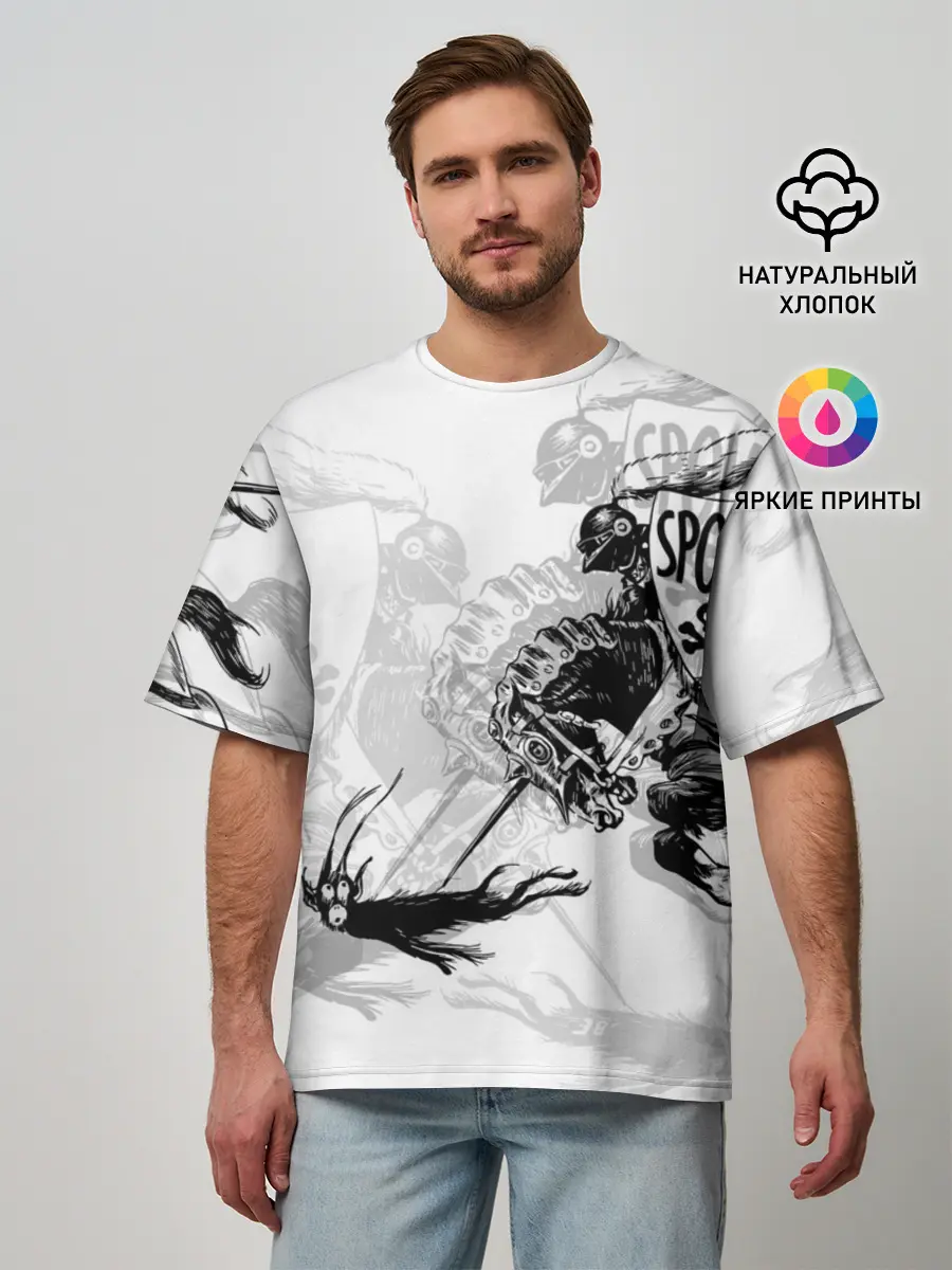 Мужская футболка оверсайз / Всадник и чёрт
