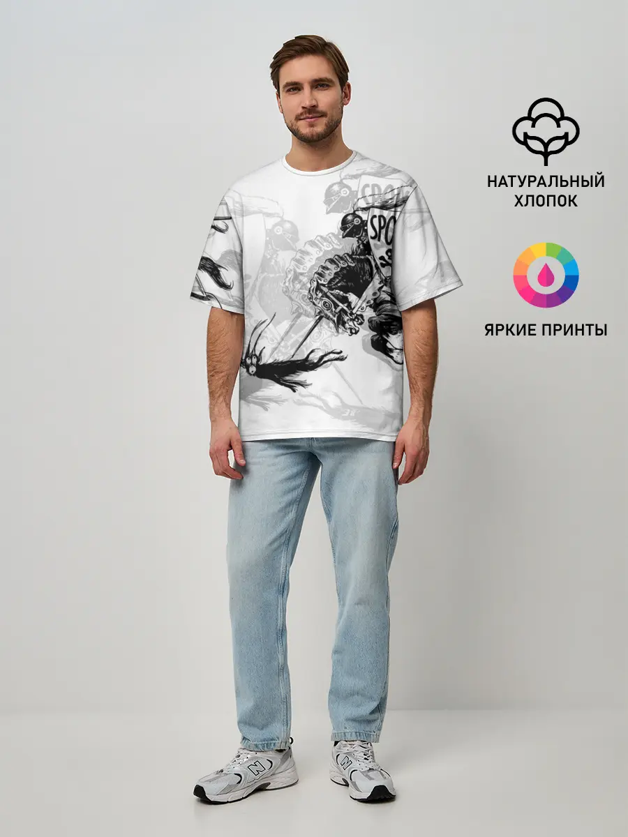 Мужская футболка оверсайз / Всадник и чёрт