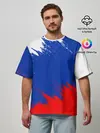 Мужская футболка оверсайз / РОССИЯ ТРИКОЛОР