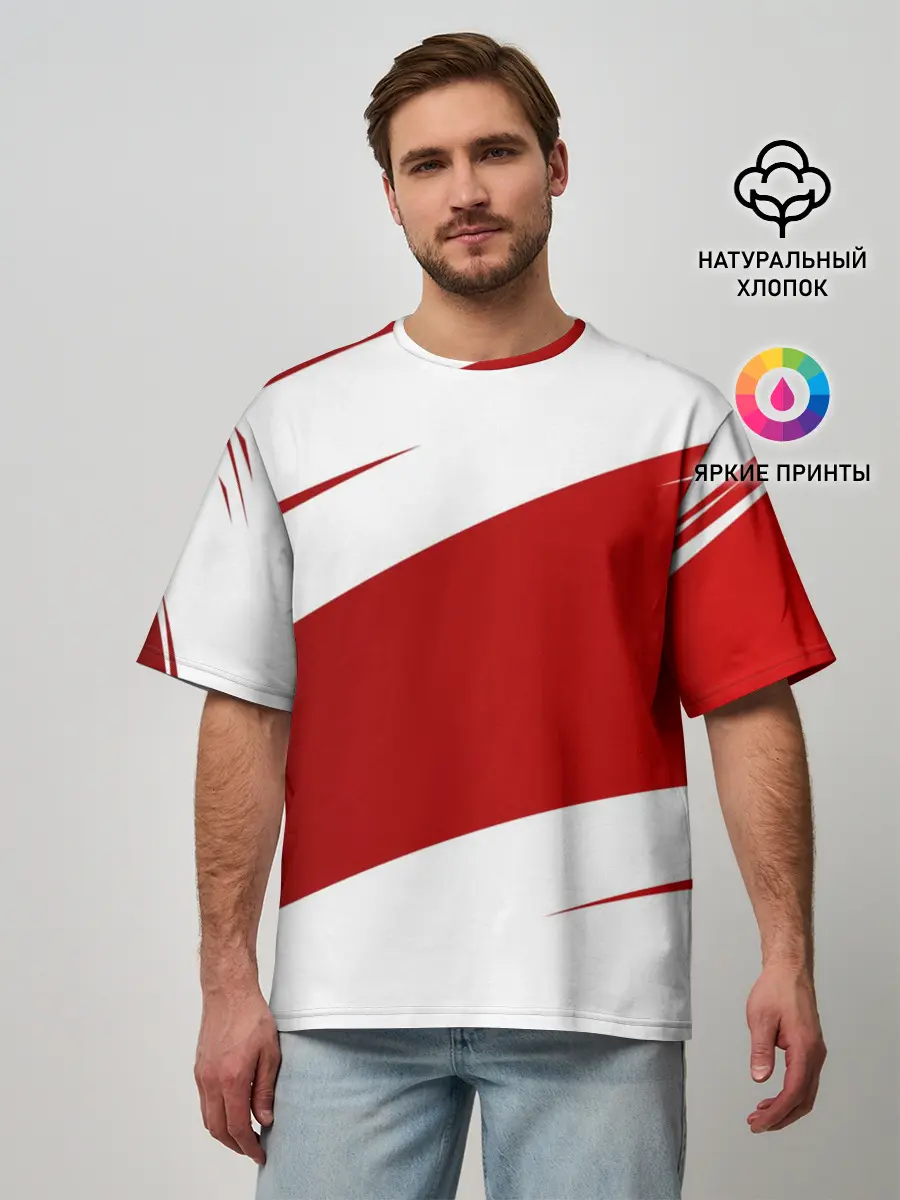Мужская футболка оверсайз / Ломкие линии