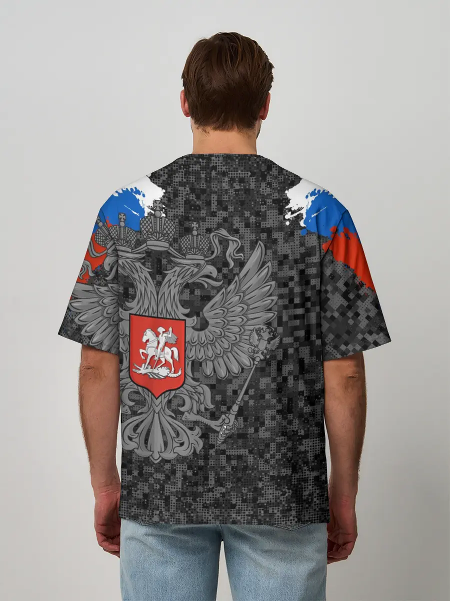 Мужская футболка оверсайз / Двуглавый орел. Камуфляж