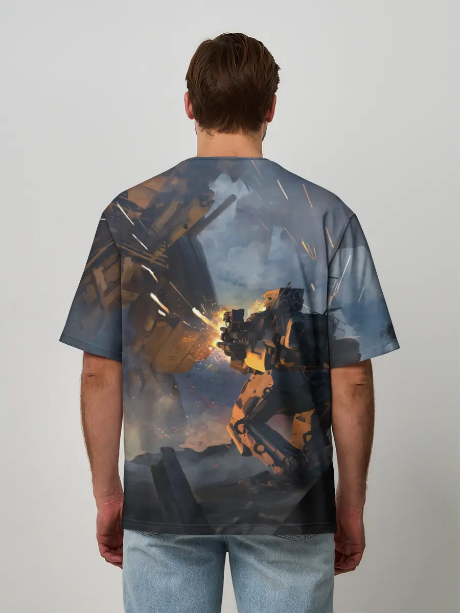 Мужская футболка оверсайз / Battletech warrior