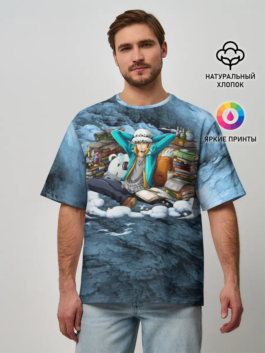 Мужская футболка оверсайз / One Piece | Trafalgar Law