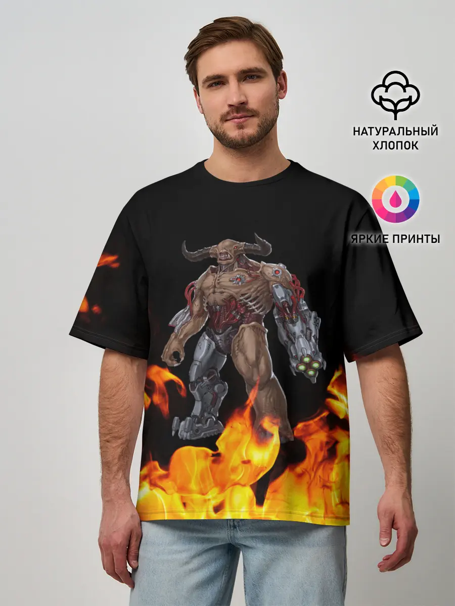 Мужская футболка оверсайз / CYBER DEMON | КИБЕР ДЕМОН