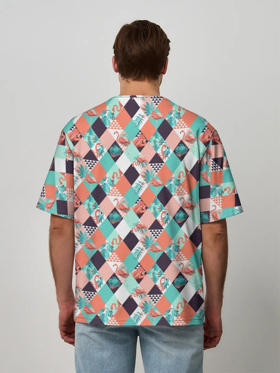 Мужская футболка оверсайз / Фламинго