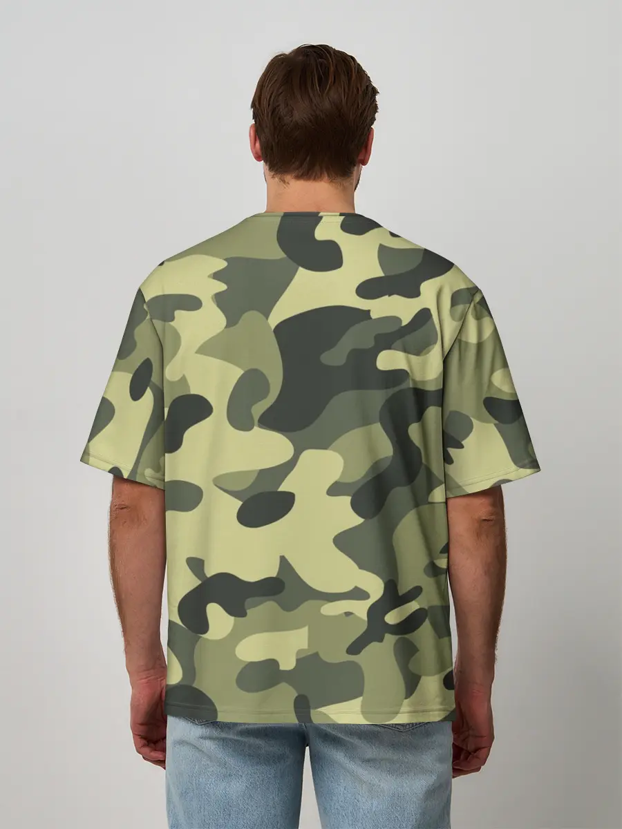 Мужская футболка оверсайз / Камуфляж Хаки