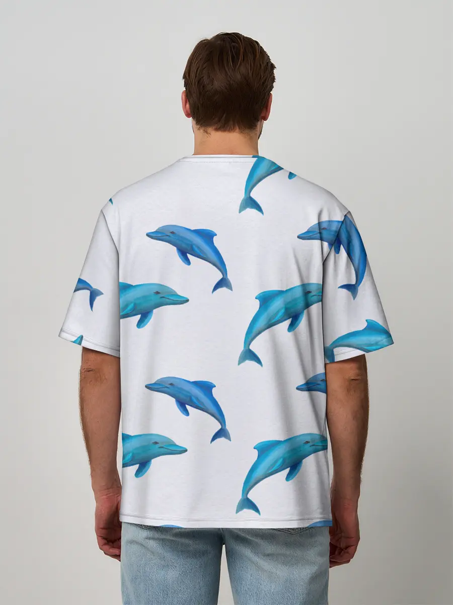 Мужская футболка оверсайз / Рай для дельфина