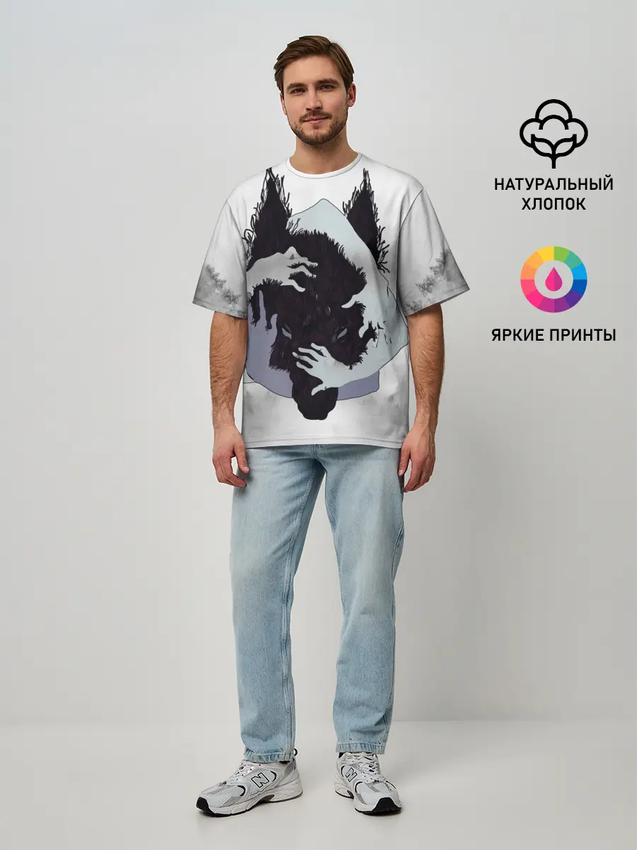 Мужская футболка оверсайз / ВОЛК | WOLF