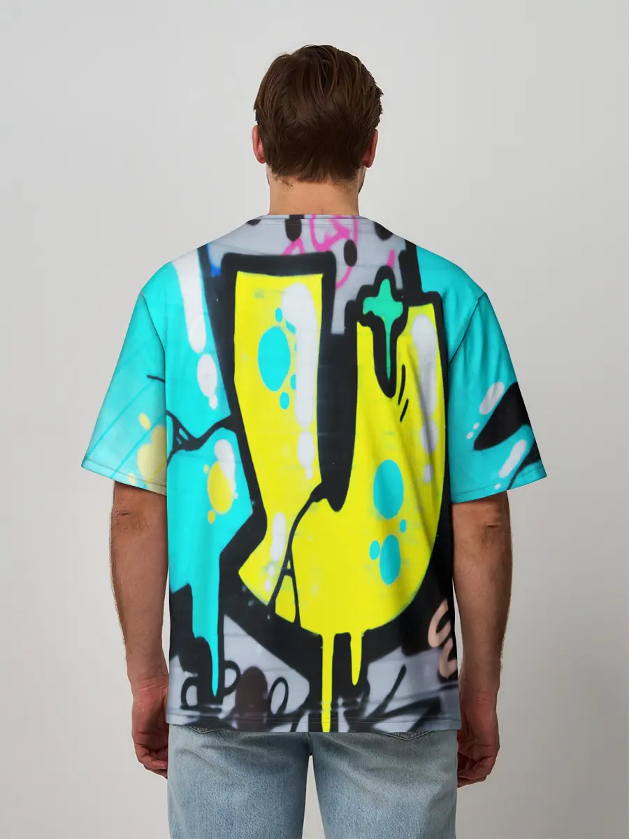 Мужская футболка оверсайз / Кислотный арт
