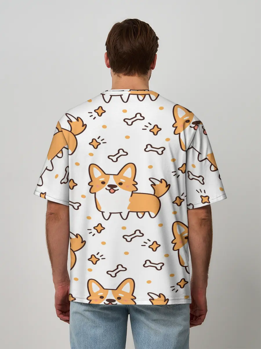 Мужская футболка оверсайз / Корги