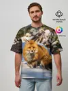 Мужская футболка оверсайз / Лиса в лесу