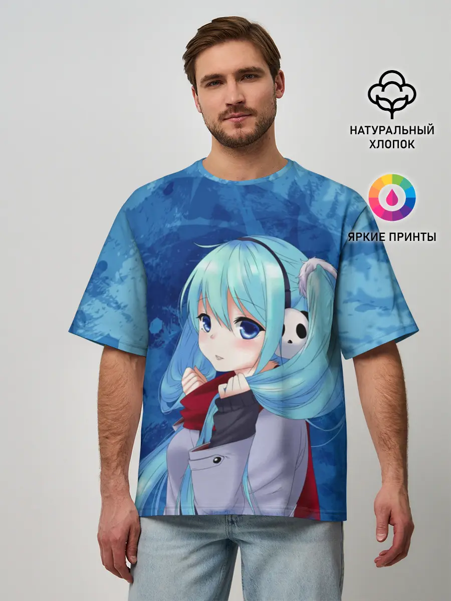 Мужская футболка оверсайз / Мику Хацунэ