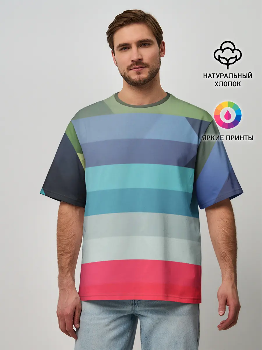 Мужская футболка оверсайз / ТЕКСТУРА ЛИНИИ