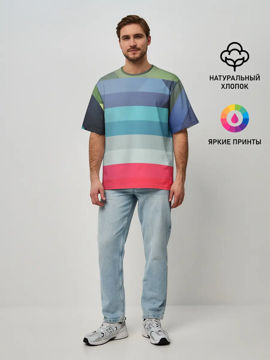 Мужская футболка оверсайз / ТЕКСТУРА ЛИНИИ