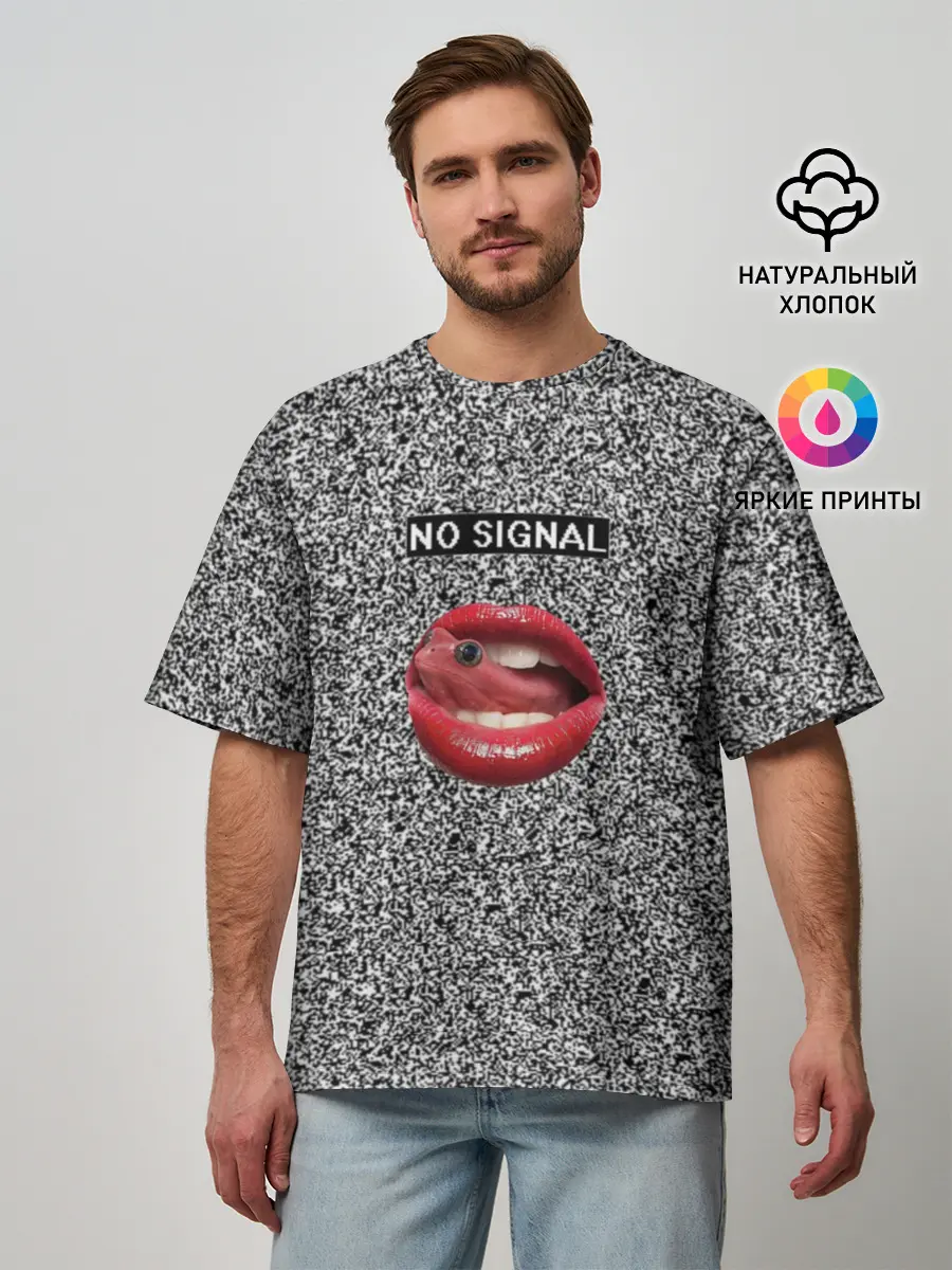 Мужская футболка оверсайз / Губы