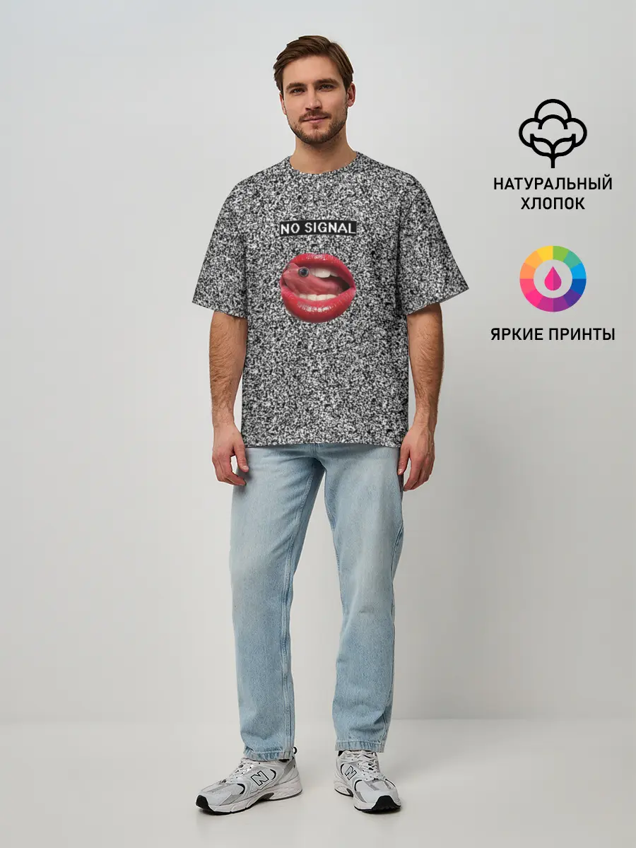 Мужская футболка оверсайз / Губы