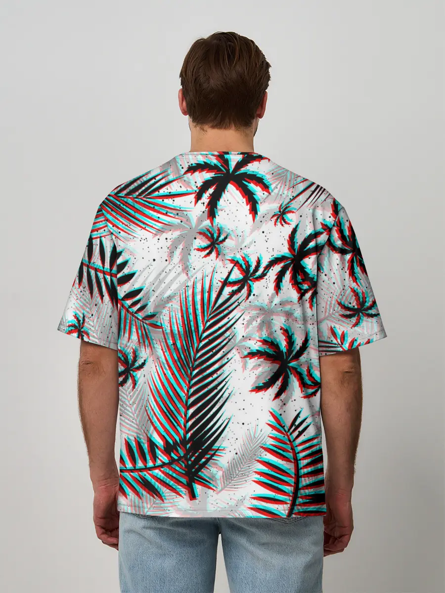 Мужская футболка оверсайз / ПАЛЬМЫ | TROPICAL GLITCH