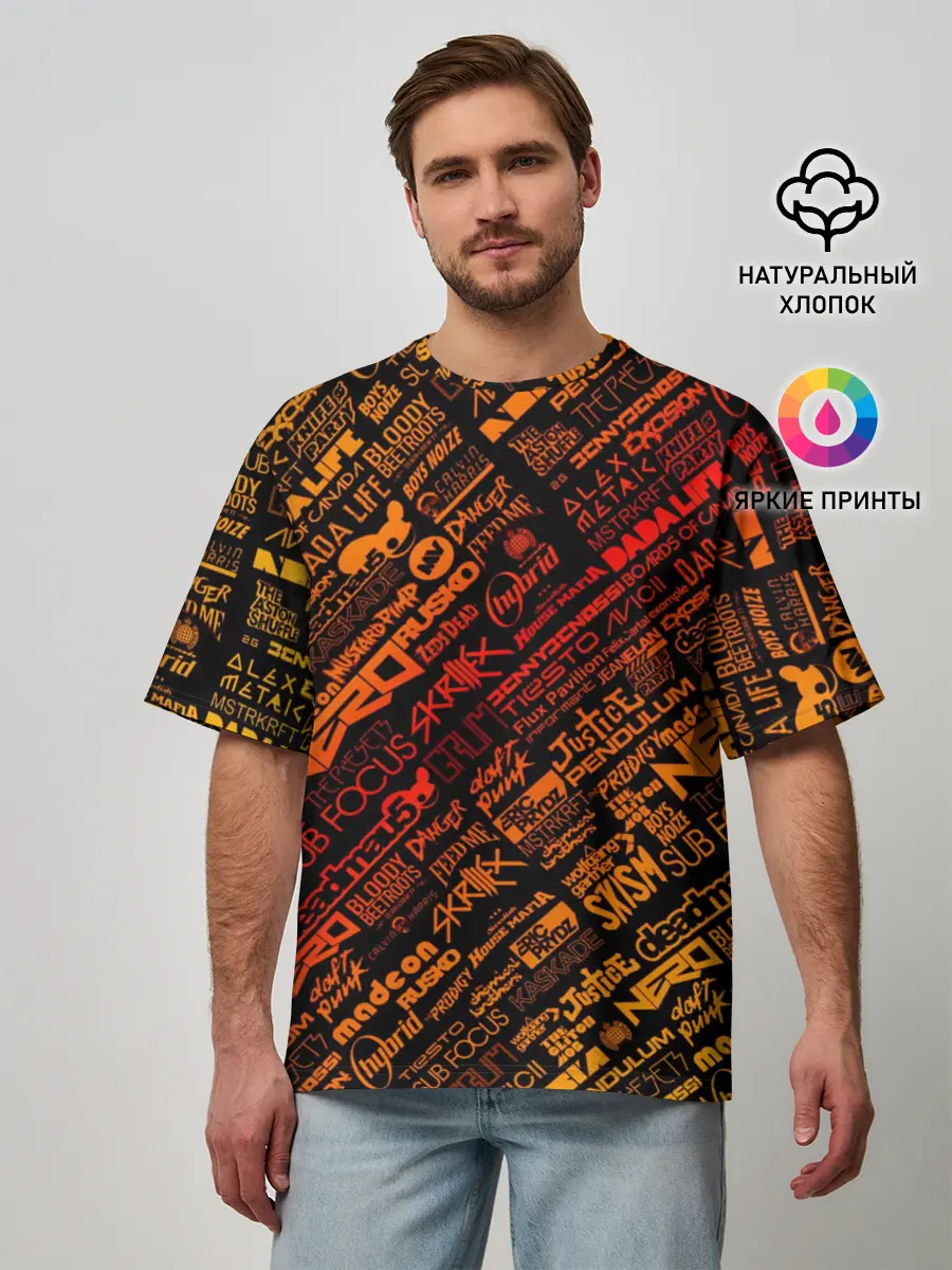 Мужская футболка оверсайз / Музыкальные бренды