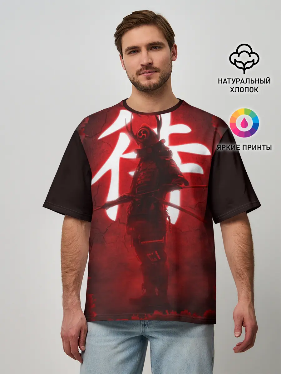 Мужская футболка оверсайз / NEON SAMURAI