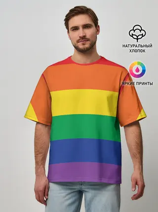 Мужская футболка оверсайз / Радуга