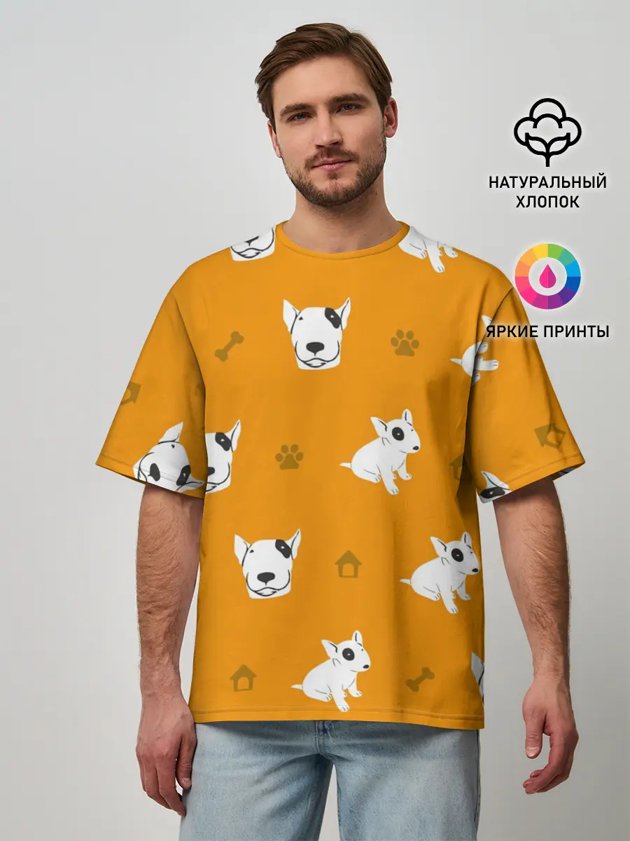 Мужская футболка оверсайз / Английский бультерьер