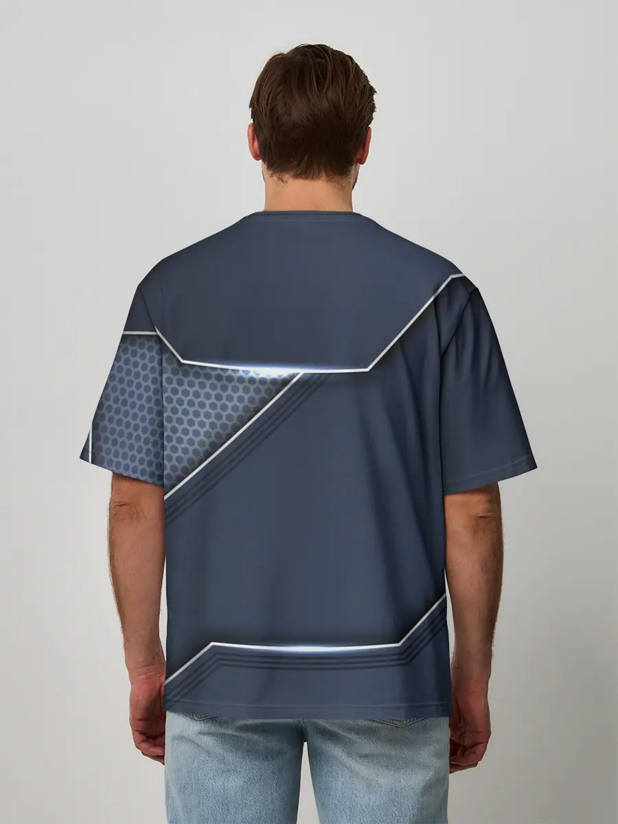 Мужская футболка оверсайз / Металлическая 3D основа