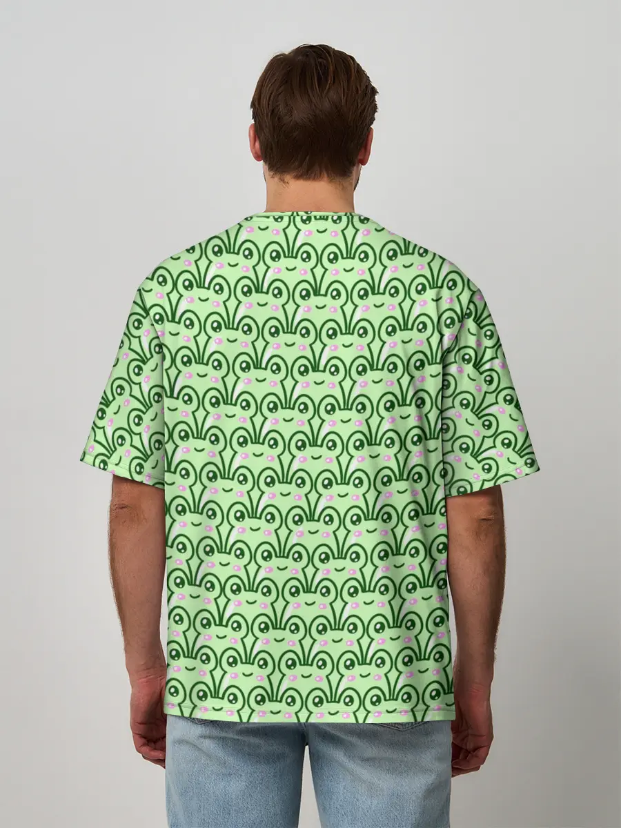 Мужская футболка оверсайз / милые лягушки