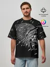 Мужская футболка оверсайз / Череп Индейца Перья