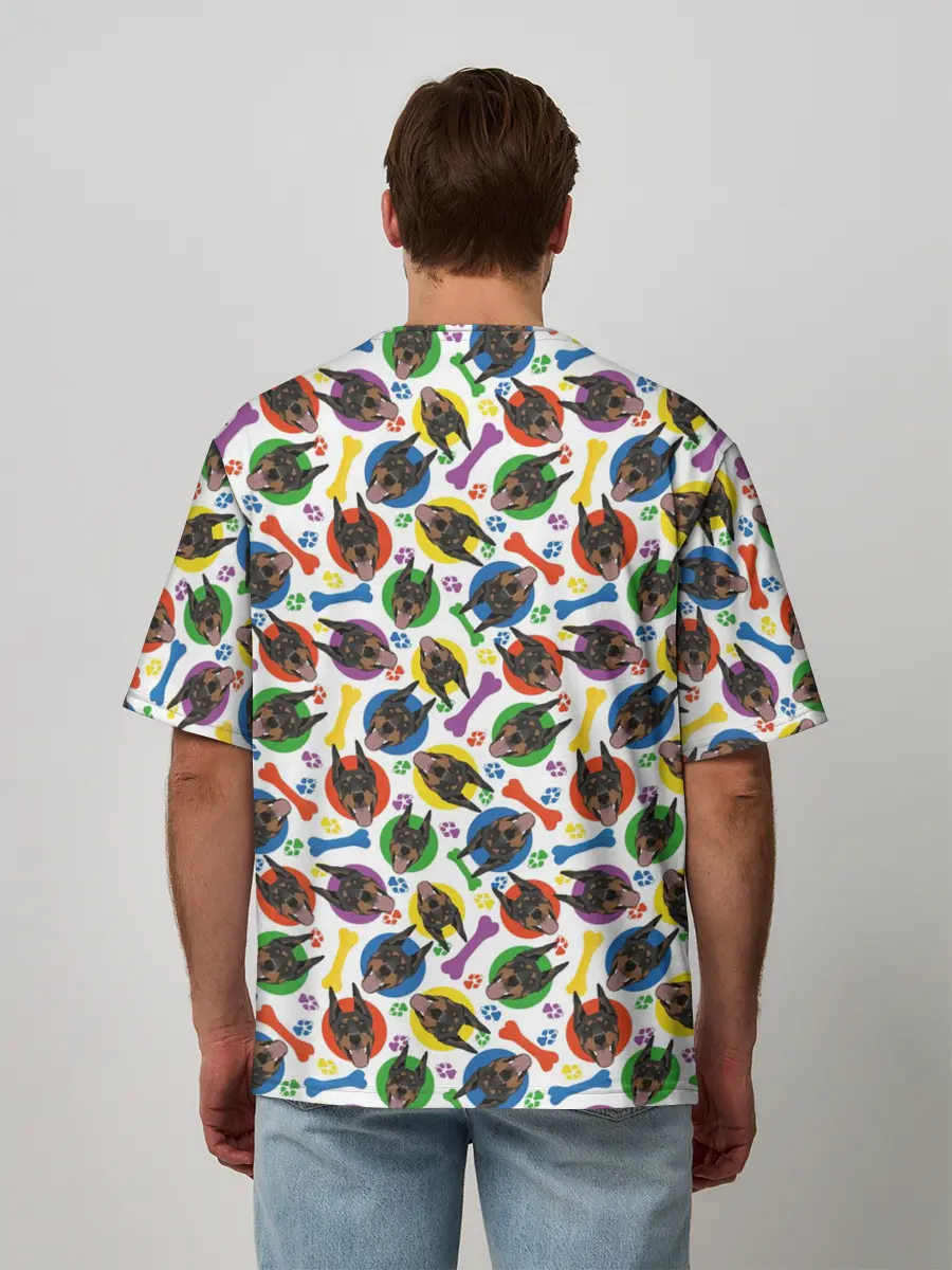 Мужская футболка оверсайз / Доберман