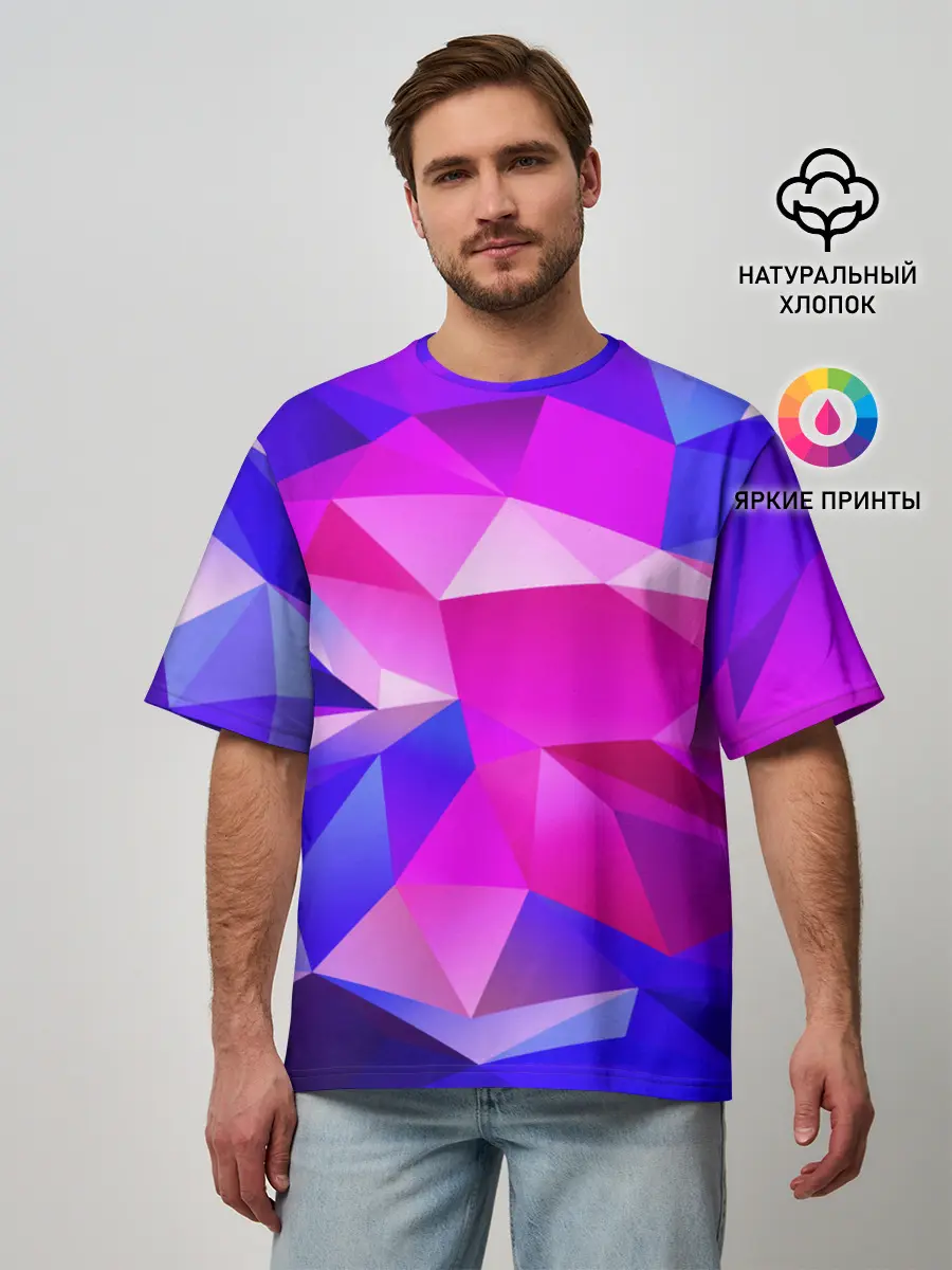 Мужская футболка оверсайз / NEON POLYGON