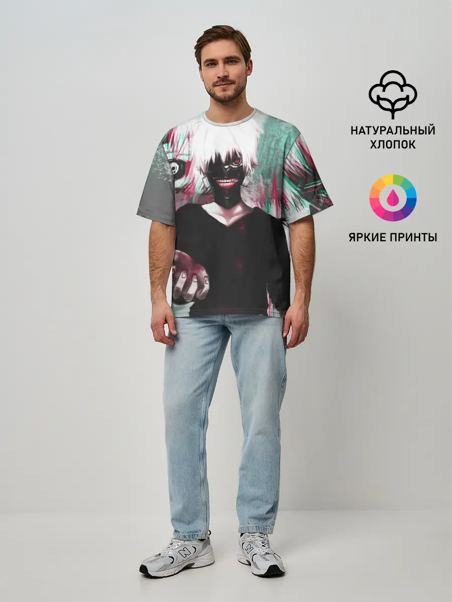 Мужская футболка оверсайз / Полугуль Канеки