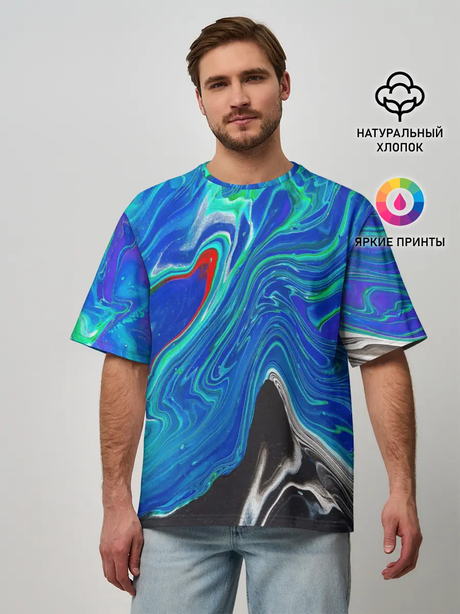 Мужская футболка оверсайз / КИСЛОТНЫЙ АКРИЛ