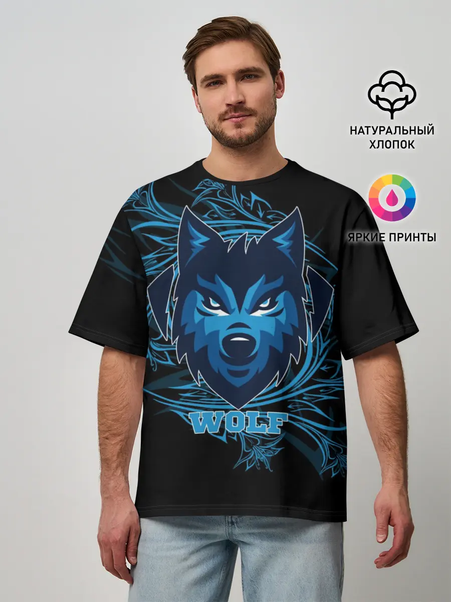 Мужская футболка оверсайз / Wolf