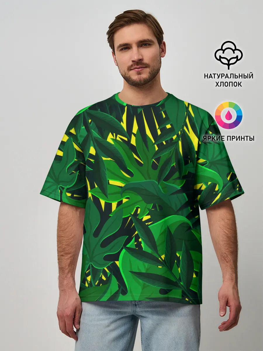 Мужская футболка оверсайз / В джунглях