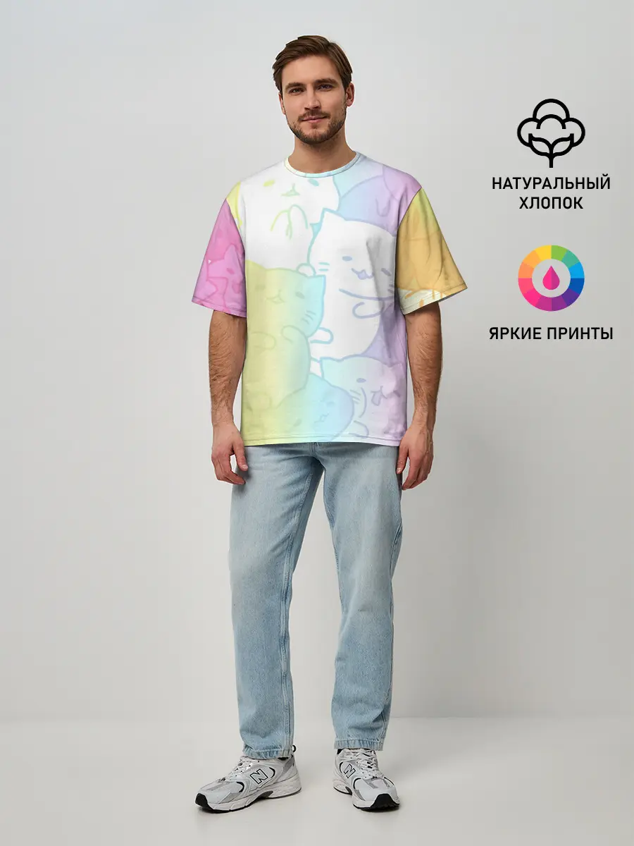 Мужская футболка оверсайз / Котоколлаж 05