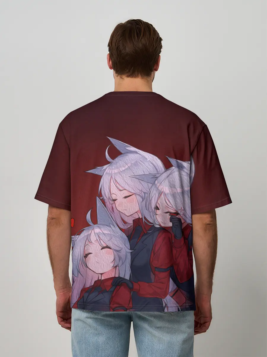 Мужская футболка оверсайз / Cerberus обнимаются втроем Helltaker