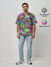 Мужская футболка оверсайз / Дудлы узор разноцветный хиппи