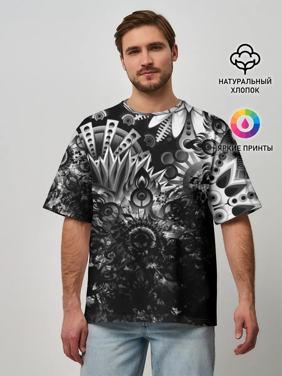 Мужская футболка оверсайз / Floral Pattern