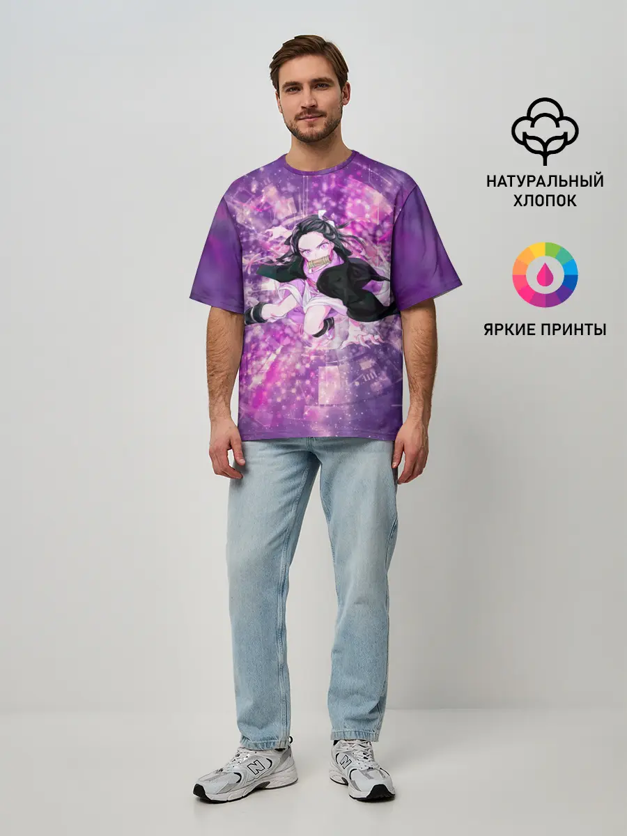 Мужская футболка оверсайз / Незуко, Камадо