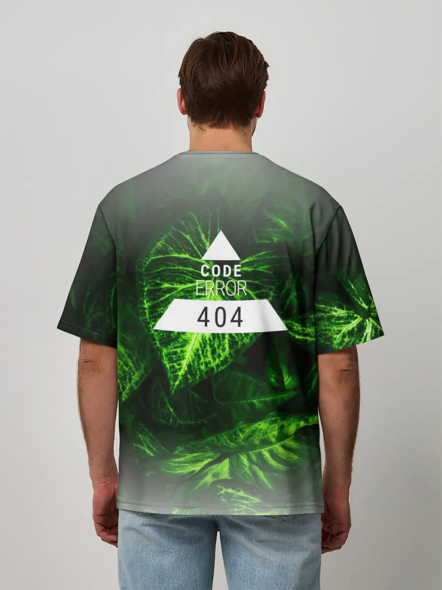 Мужская футболка оверсайз / Листья зеленые CODE ERROR 404