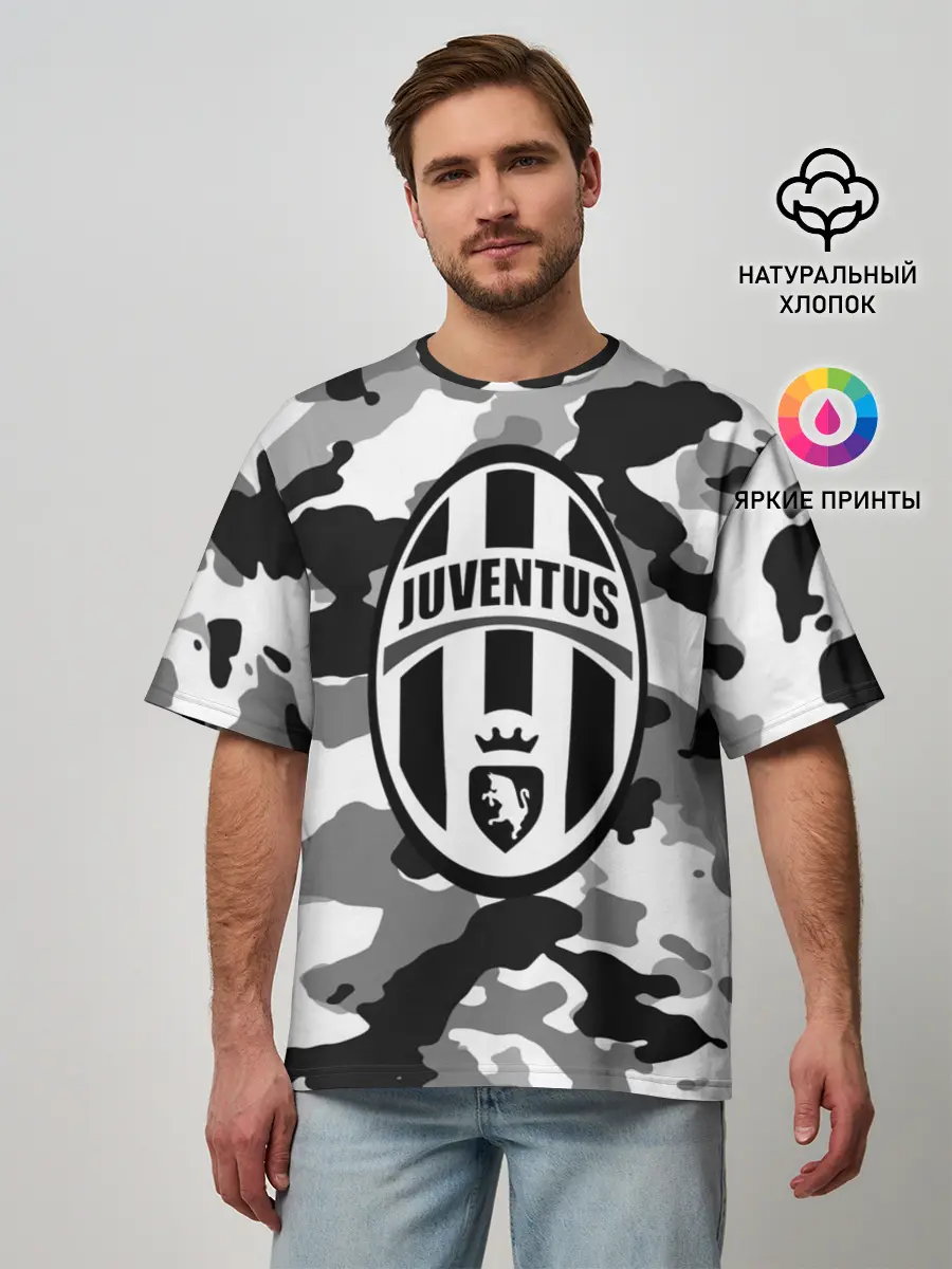 Мужская футболка оверсайз / FC Juventus Camouflage