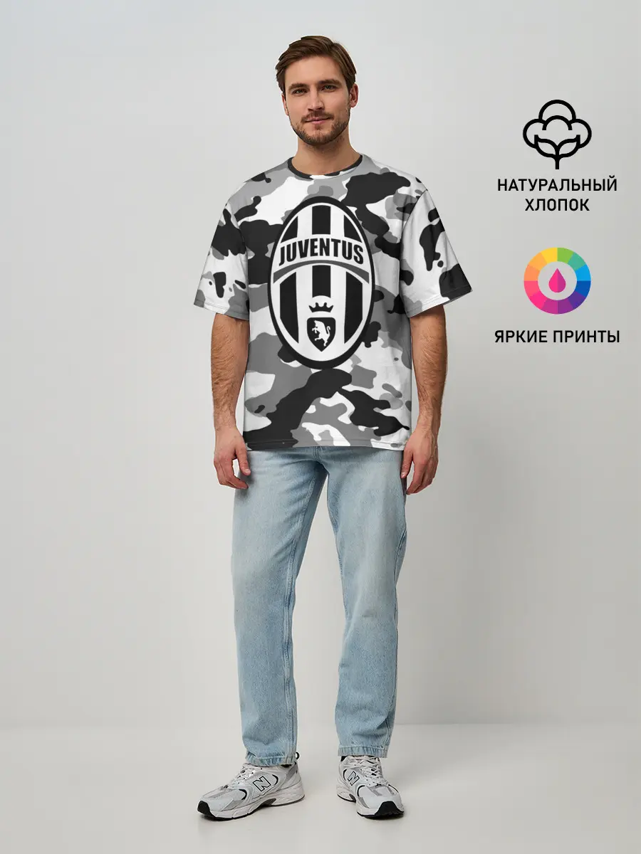 Мужская футболка оверсайз / FC Juventus Camouflage