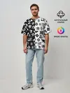Мужская футболка оверсайз / DESTINY LOGOBOMBING ЧЁРНО БЕЛОЕ