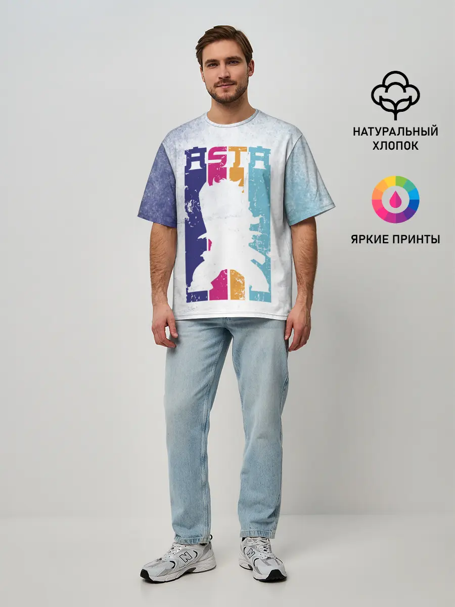 Мужская футболка оверсайз / Стена Аста Чёрный клевер