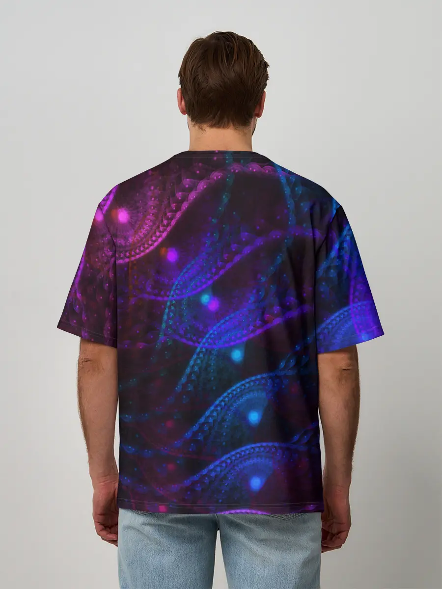 Мужская футболка оверсайз / NEON FRACTAL